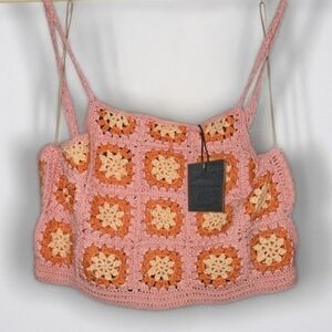 Le Lis Pink and Orange Crochet Camisole